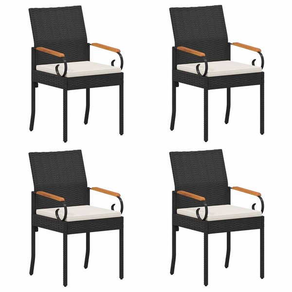 vidaXL Chaises de jardin 4 pc Noir et blanc crème