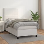 vidaXL Sommier à lattes de lit avec matelas Blanc 90x200 cm Similicuir