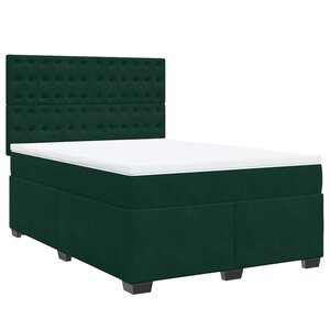 vidaXL Sommier à lattes de lit et matelas Vert foncé 140x190cm Velours