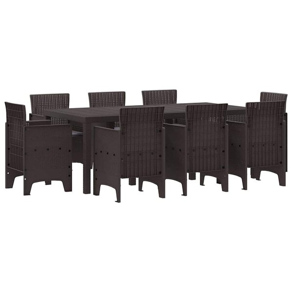 vidaXL Ensemble de salle à manger pour jardin 9 Pièces Marron Rattan Polt