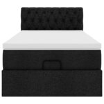 vidaXL Cadre de lit ottoman avec matelas noir 90x190 cm tissu