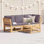 vidaXL Salon de jardin 3 Pièces avec coussins bois massif d'acacia