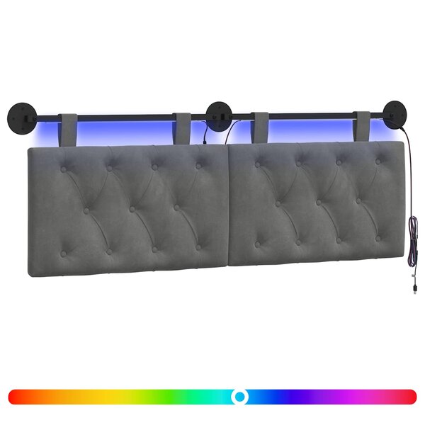 vidaXL Tête de lit suspendue Gris foncé Velours