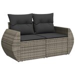 vidaXL Salon de jardin avec coussins 10 Pièces gris résine tressée