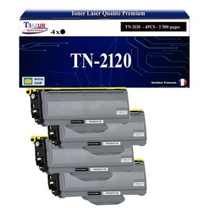 4 Toners compatibles avec Brother TN2120 pour Brother MFC-7320  MFC-7440  MFC-7440N  MFC-7840  MFC7-840W - 2 600 pages - T3AZUR
