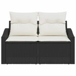 vidaXL Canapé de jardin avec coussin Noir 123 x 62 x 69 cm polyrotin