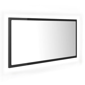 vidaXL Miroir LED de salle de bain Gris brillant 90x8 5x37cm Acrylique