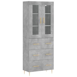 vidaXL Buffet haut Gris béton 69 5x34x180 cm Bois d'ingénierie