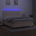 vidaXL Sommier à lattes de lit et matelas et LED Crème 160x200cm Tissu