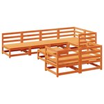 vidaXL Salon de jardin 8 Pièces marron cire bois de pin massif
