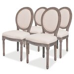 vidaXL Chaises à manger lot de 4 crème tissu
