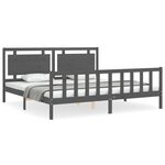 vidaXL Cadre de lit avec tête de lit gris 200x200 cm bois massif