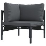 vidaXL Ensemble de canapé de jardin avec coussin 6 Pièces Noir Acier