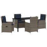 vidaXL Ensemble de Dîner de Jardin 5 Pièces Gris Poly Rattan