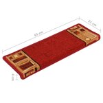 vidaXL Tapis d'escalier autocollants 15 Pièces 65x21x4 cm Rouge
