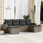 vidaXL Salon de jardin 6 Pièces avec coussins gris résine tressée