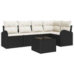 vidaXL Ensemble de canapé de jardin 6 Pièces Noir et blanc Poly rotin