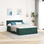 vidaXL Cadre de lit ottoman avec matelas vert foncé 140x190 cm velours