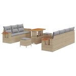 vidaXL Ensemble de canapé de jardin 10 Pièces Beige Poly rotin