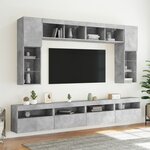 vidaXL Ensemble de meubles TV muraux 8 Pièces et lumières LED gris béton