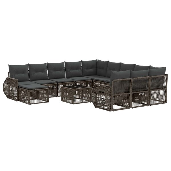 vidaXL Ensemble de canapé de jardin 13 Pièces Gris polyrotin
