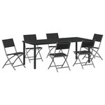 vidaXL Ensemble de salle à manger pour jardin 7 Pièces Noir
