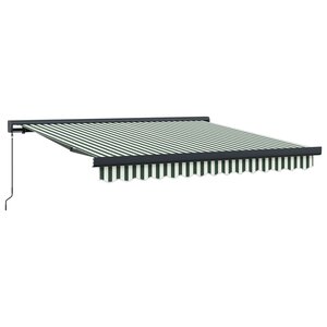 vidaXL Auvent Rétractable Vert et blanc 300 x 250 cm Tissu et Métal