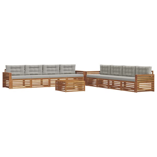 vidaXL Ensemble de canapés d'extérieur 9 pc Gris Naturel et Clair