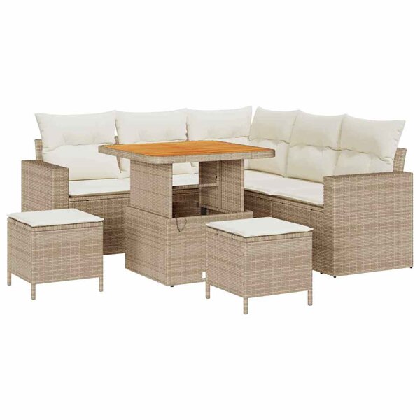 vidaXL Ensemble de canapé de jardin avec coussin 8 Pièces beige et crème