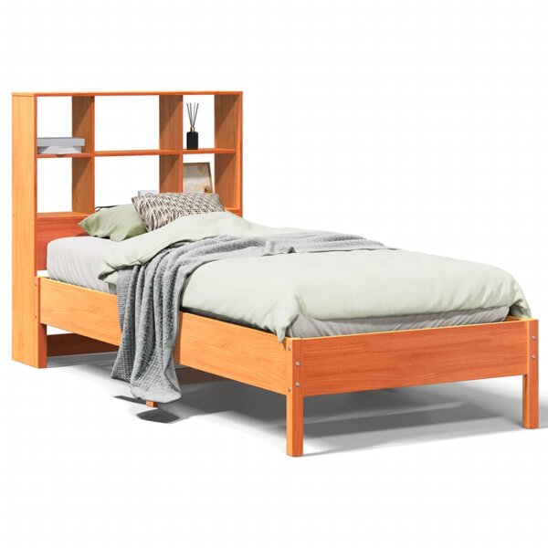 vidaXL Lit bibliothèque sans matelas cire marron 100x200 cm pin massif
