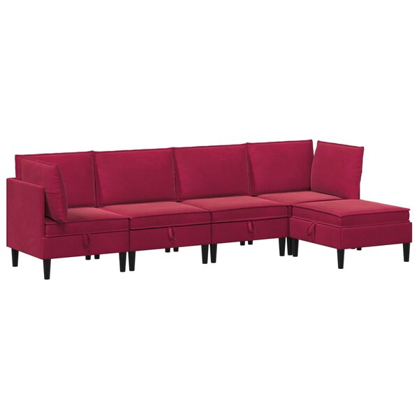 vidaXL Ensemble de meubles pour le salon 5 Pièces Bordeaux Velours