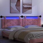 vidaXL Tête de lit suspendue Avec lumière LED Rose Velours
