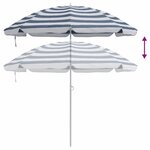 vidaXL Parasol de plage Bleu et blanc 161 x 193 cm Polyester