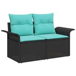 vidaXL Ensemble de canapé de jardin 8 Pièces Noir Poly Rattan