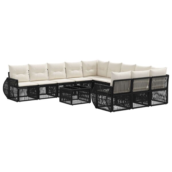 vidaXL Ensemble de canapé de jardin 12 Pièces Noir et blanc crème