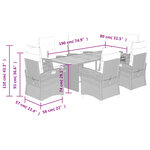 vidaXL Ensemble à manger de jardin et coussins 7 Pièces beige poly rotin
