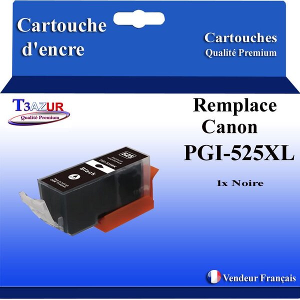 T3AZUR - Cartouche compatibles avec Canon PGI525 PGI-525 XL pour Canon Pixma IP4850 IP4950 IX6550 MG5140 MG5150 MG5240 MG5250 MG5340 MG5350 MX715 MX885 MX895 - Noire