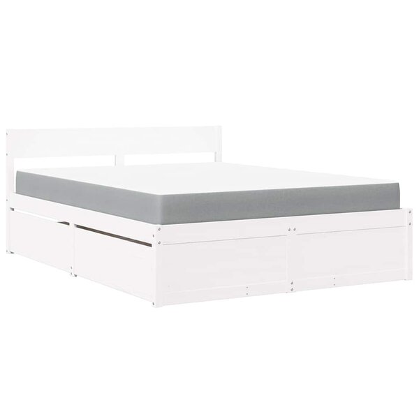 vidaXL Lit avec tiroirs et matelas blanc 140x200 cm bois massif de pin