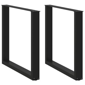vidaXL Pieds de table à manger en U 2 pièces Noir 80 x (72-73) cm Acier