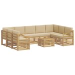 vidaXL Ensemble de canapés d'extérieur 10 pc Blanc et Beige Polyester