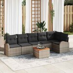 vidaXL Ensemble de canapé de jardin 7 Pièces Gris Poly rotin