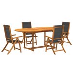 vidaXL Ensemble à manger de jardin 5Pièces bois d'acacia solide textilène