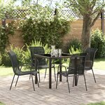 vidaXL Ensemble de salle à manger de jardin 5 pièces noir Textilène et acier