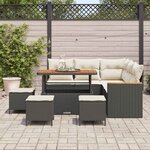 vidaXL Ensemble de canapé de jardin avec coussin Noir Poly rotin