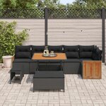 vidaXL Ensemble de canapé de jardin avec coussin 9 Pièces Noir