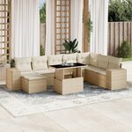 vidaXL Salon de jardin avec coussins 9 Pièces beige résine tressée