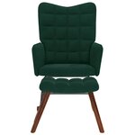 vidaXL Chaise à bascule avec tabouret en velours vert foncé