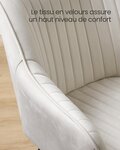 Chaise de salle à manger fauteuil siège rembourrée avec accoudoirs largeur d’assise 49 cm pieds en métal revêtement en velours charge 110 kg pour salon chambre gris 12_0004913