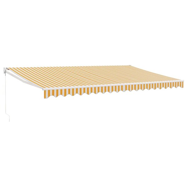 vidaXL Auvent rétractable jaune et blanc 5x3 m tissu et aluminium