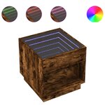 vidaXL Table basse avec LED Infinity chêne fumé 50x50x50 cm
